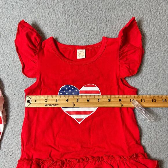 Stars Stripes July 4th Outfit Toddler Girl 110 4-5 yr Red Blue Top Crop Pant NEW - Picture 6 of 14